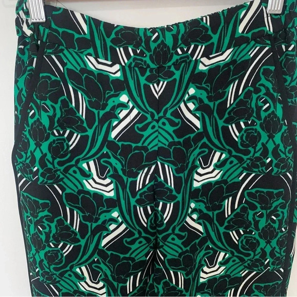 J. Crew Tuxedo Pant in Retro Floral Green/Black Size 0 - Picture 3 of 8